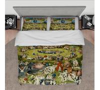 DINGSION Hieronymus Bosch Style housse de couette Set 3 Pezzi Giardino Delizie Terrene Traspirante Camera Da Letto Set Con 2 Pillow Shams Cerniera 4 Cravatte 260 x 240 cm