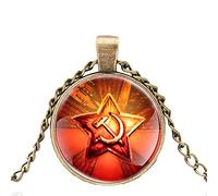 dingyue Nuovo Arrivo Советский союз Falce Martello Comunismo Vetro Cabochon Ciondolo Collana Uomini Donne Gioielli Regali