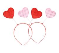 DINHEAROM 2 Pezzi Fascia per Capelli San Cuore Rosso e Rosa con Cuori Leggera e Confortevole Accessorio Donna per Feste Romantiche e Costumi di Carnevale