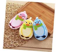 DINHEAROM 3 pezzi Bath Scrubber Morbidi e Resistenti Guanto Bagnetto per Ragazzo Ragazza con Stampe Carine per Pulizia e Ricca