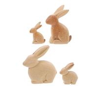 DINHEAROM 4 Pezzi Coniglio Pasquale in Legno Grezzo, Statuina di Coniglio da Dipingere, Khaki, Decorazione Versatile, per DIY Easter Wood Crafts e Casa,