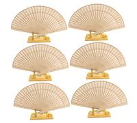 DINHEAROM 6 Pezzi Ventagli Pieghevoli da Ventaglio Manuale Vintage Intagliato Ventaglio per Danza e Cerimonie Colore Beige