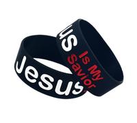 DINHEAROM Braccialetti in Silicone Nero 2 Pezzi Gesù È Mio Redentore, Leggeri e Portatili, Stile Elegante per Eventi Studenteschi e Fitness