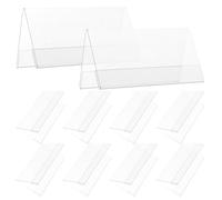 DINHEAROM Cartellini Porta-Nome in Plastica a Forma a V 10 Pezzi 12x6 cm Porta Segnaposto per Buffet e Conferenze con Doppia Visuale