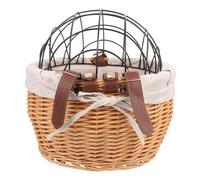 DINHEAROM Cestino Bici Anteriore Removibile con Telaio in Portapacchi Resistente e Doppie Cinghie per Trasporto Comodo di Animali e Oggetti