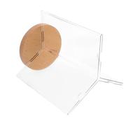 DINHEAROM Espositore Menu Girevole da Tavolo in Acrilico con Base in Legno Supporto Segnaletica Multi-lato Trasparente per Ristoranti Fiere e Negozi Stand Pubblicitario Verticale