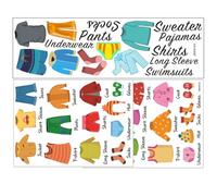 DINHEAROM Etichette per Indumenti in Pvc Design a Parole Chiare, 3 Fogli per Organizzare Guardaroba e Ragazzi, Adesivi per Classificazione Vestiti in Colori Assortiti