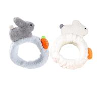 DINHEAROM Fasce per Chioma da Spa per Ragazze, Set 2 Pezzi in Flanella a Forma di Coniglio, Elastiche e Morbide per Lavaggio Viso, Trucco e Cura della Pelle Quotidiana