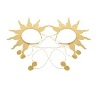 DINHEAROM Fascia Sole Dorata 2 Pezzi - Corona Medievale per Donne a Matrimoni e Spettacoli - Tiara Capelli Stile Gotico e Confortevole