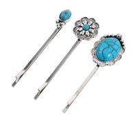 DINHEAROM Fermagli Per Chioma in Stile Sud-occidentale Retrò Turchese, Set Da 3 Pezzi, Accessori Decorativi Per Donna, Fermacapelli Occidentali Per Feste e Uso Quotidiano