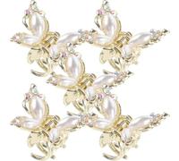DINHEAROM Mini Fermagli per Chioma 5 Pezzi Perle di Cristallo e Farfalla per Ragazze Adolescenti Accessori per Feste e Compleanni