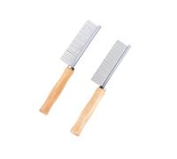 DINHEAROM Pettine la Toelettatura del Cane 2 Pezzi Manico in Legno e Perni in Acciaio Inox per Rimozione Peli Morti, Nodi e Forfora, Pulizia e Massaggio per Animali Domestici di Taglia