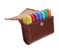 DINHEAROM Portapillole Settimanale Tascabile Marrone in Pelle Sintetica e Plastica con 28 Scomparti, Design Multipurpose Portatile, Organizer per Medicina da Viaggio con Borsa per Uso