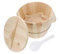 DINHEAROM Secchio per Riso al Vapore in Legno di Coperchio Piatto e Fondo Mobile, Superficie Liscia senza Odore per Cucina e Ristoranti