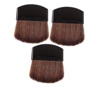 DINHEAROM Set 3 Pennelli Trucco Mini in Cavallino Nero con Setole Morbide e Dense, Spazzola Tonda Piccola per Cipria e Fondotinta, Portabilità Facile per Trucco Quotidiano e Feste