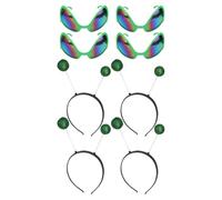 DINHEAROM Set 4 Pezzi Occhiali e Cerchietto Verde a Tema Alieno, Accessori per Chioma Decorativi per Feste, Taglia Unica, Copricapo Divertente per Travestimenti e Spettacoli Colore Casuale