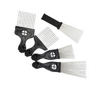 DINHEAROM Set 5 Pettini per Tagliare Chioma in Acciaio e Plastica Nero Coda a Rat Tail per Uso Professionale e Personale da Parrucchiere