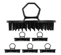 DINHEAROM Spazzola Portatile per Massaggio Capelli 6Pezzi Nero in PE con Forma Rotonda per Scalp Uomo contro Fatica Lavoro