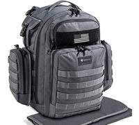 Dinictis Borsa per pannolini per papà, zaino da uomo con tappetino fasciatoio per pannolini, zaino militare per pannolini, grigio scuro, Zaini Daypack