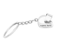 Dinikally Portachiavi per casco da moto con nome inciso personalizzato per uomini, amanti della moto, argento, L