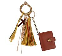 Dinikally Preghiera personalizzata in perline di legno con versetto della Bibbia NFC, ciondolo a forma di croce, regalo per battesimo, cristiani, L, Poliestere, Nessuna pietra preziosa