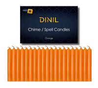 Dinil - Set di 20 candele arancioni con incantesimi e campanelli - Mini candele coniche premium per rituali, preghiere, compleanni, meditazione,