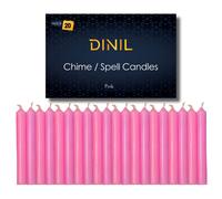Dinil - Set di 20 candele rosa con incantesimi e campanelli - Mini candele coniche premium per rituali, preghiere, compleanni, meditazione, incan