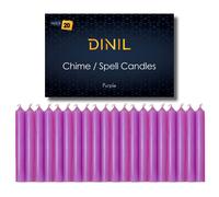 Dinil - Set di 20 candele viola con incantesimi e campanelli - Mini candele coniche premium per rituali, preghiere, compleanni, meditazione, inca