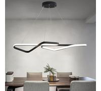 Dining Room Lamp LED Hanging Lamp Dimmable with Remote Control Kitchen Island Pendant Light Height Adjustable Dining Table Chandelier for Living Room Office Bedroom Ceiling Lamps (Nero)