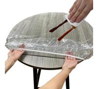 Dining Table Transparent Cover Protector,Round Transparent Table Cover - Food Service Equipment with Elastic Strap Oil-resistant Waterproof Scratch-proof Rug For Wedding Riception Art Studio Workshop