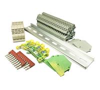 Dinkle UL Gray DIN Rail Morsettiera Kit 20 DK2.5N 12 AWG Calibro 20A 600V Ground DK4N-PE Jumper DSS2.5N-10P Tappi terminali grigio