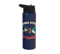 Dinner Divided By Teamwork Orca Behavior Humor Stainless Steel Insulated Water Bottle