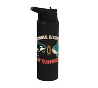 Dinner Divided By Teamwork Orca Behavior Humor Stainless Steel Insulated Water Bottle