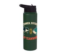 Dinner Divided By Teamwork Orca Behavior Humor Stainless Steel Insulated Water Bottle