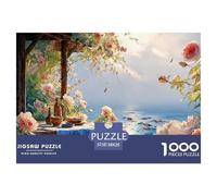 Dinner Table on The Balcony of An Ocean 1000 Pezzi Cartone Robusto Puzzle Beach View House Immagini Vibranti Gioco Per Famiglie Puzzle Per Bambini 38x26cm/1000pcs