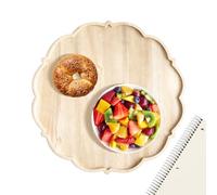 Dinner Tray - Floreale Wooden Lunch Tray, Flower Shaped Natural Wood Breakfast Platter, Lightweight Decorative Serving Trays | for Home Table Cafe Patio BBQ Breakfast Lunch Appetizers