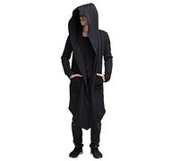 Dinnesis Cappotto da uomo nero lungo, gotico steampunk frack lungo cardigan vintage giacca elegante cocktail outwear felpa smoking uniforme Halloween costume M-3XL, Nero , M