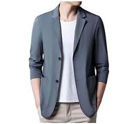 Dinnesis Giacca da uomo, casual, elegante, slim fit, blazer, estiva, autunno, da uomo, sportiva, estiva, leggera, per matrimoni, feste, lauree, business, XXL, grigio scuro, 5XL