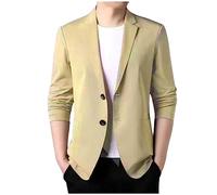Dinnesis Giacca da uomo, casual, elegante, slim fit, blazer, estiva, autunno, da uomo, sportiva, estiva, leggera, per matrimoni, feste, lauree, business, XXL, cachi, L