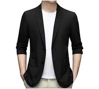Dinnesis Sakko da Uomo - Blazer Elegante e Casual, Slim Fit, per Estate e Autunno, Giacca Sportiva Leggera per Matrimonio, Festa, Cerimonia di Laurea, Business, XXL, Nero , XXL