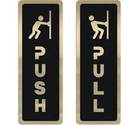 Dinntty 1 Paio di Cartelli per Porte Scorrevoli Autoadesivi Push-Pull, Adesivi con Logo per Porte Scorrevoli in Acrilico a 2 Strati per Negozi, Hotel, attività Commerciali E Insegne per Bar