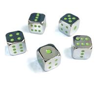 Dinntty Dadi Fluorescenti in Metallo 5 Pezzi, Dadi Gioco Divertenti Dadi a Sei Facce Dadi a Punti Accessori Gioco con Scatola Regali per, 13mm