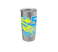 DINO 5 ANNI BIMBO DINOSAURIO 5° COMPLEANNO Bicchiere termico in acciaio inox doppia parete