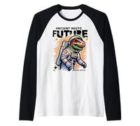 Dino Astronaut Ancient Rex Future Fusion Art Space Explorer Maglia con Maniche Raglan