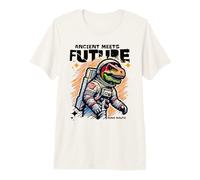 Dino Astronaut Ancient Rex Future Fusion Art Space Explorer Maglietta Premium