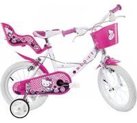 Dino Bigioni Hello Kitty bici per bambine 16 pollici | licenza originale | bici per bambini con rotelle, seggiolino e cestino per bici - La bici Hello Kitty come regalo per bambine