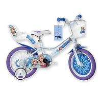 Dino Bikes - Bicicletta per bambini da 16 pollici Frozen - Bicicletta da ragazza con ruote di supporto rimovibili a partire dai 4 anni - Bicicletta per bambini con cestino anteriore e supporto per