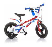 Bici Bicicletta Bambino 12 Pollici 1 Freno al Manubrio e Pignone Fisso Posteriore Bianco Rosso Blu