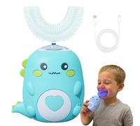 Dino Brush 360° Spazzolino Ultrasonico Bambini, Automatico Dinobrush con Testine In Silicone e Luce LED, Spazzolino Masticabile - Timer, 2 Modalità, Impermeabile IPX7(Green 6-12 Year)