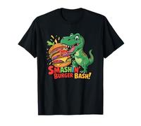 Dino Burger Smash Cartoon Funny Fast Food Lover Kids Maglietta